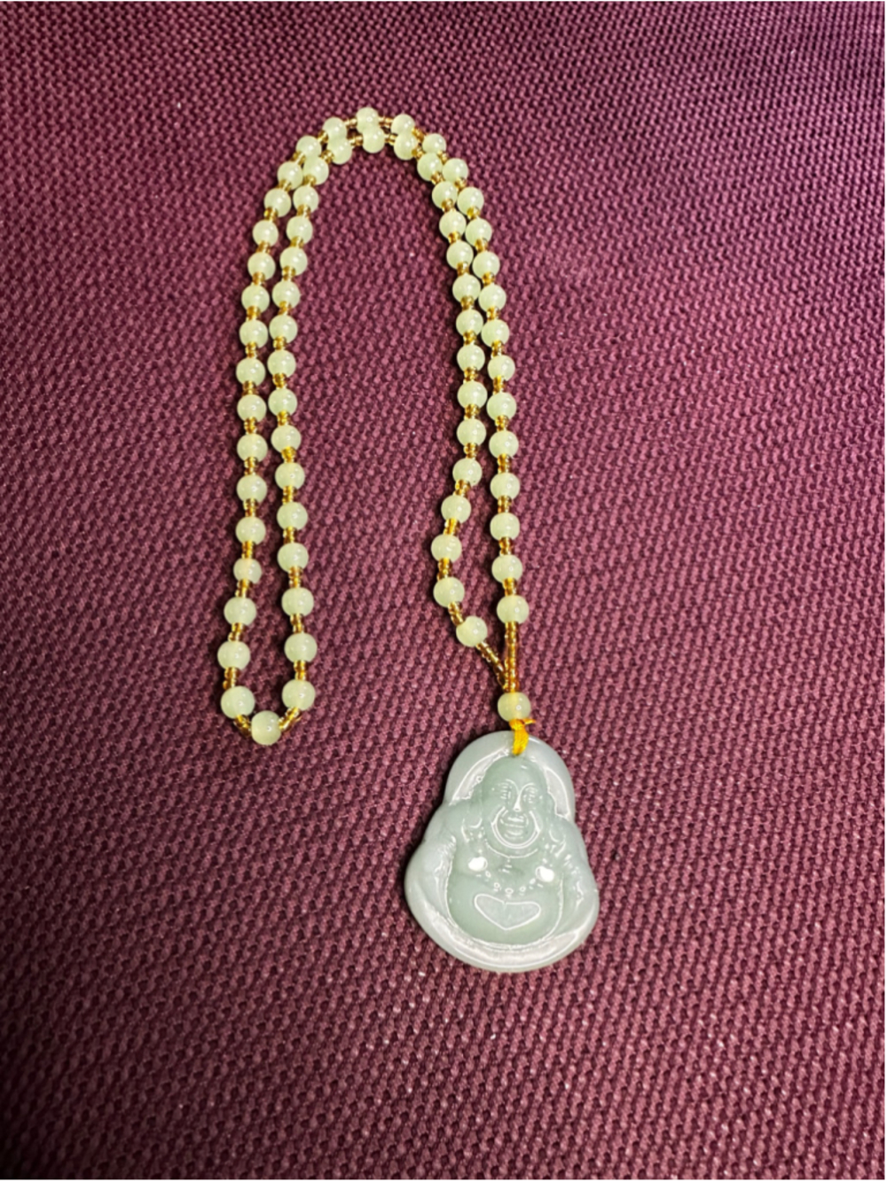 Buddha Green Jade & Gold Pendant Necklace